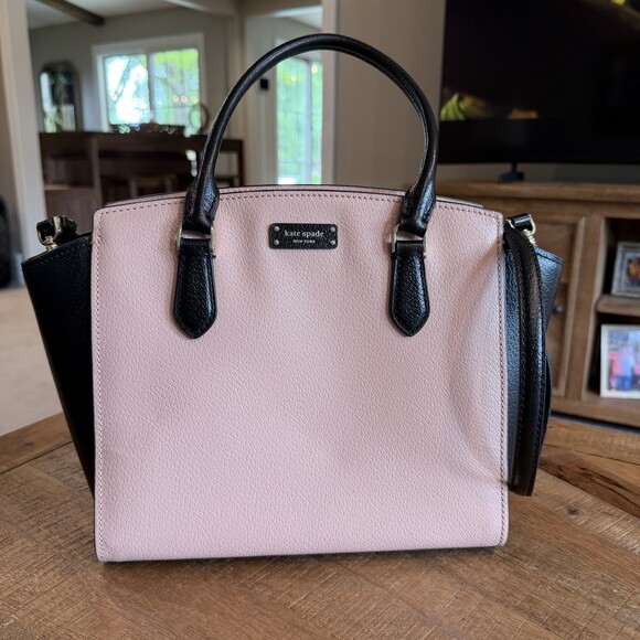kate spade new york Handbags - Kate Spade Jeanne Satchel Vellum Pink Black Pebbled Leather Crossbody Bag
